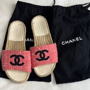 CHANEL Espadrille Slide Sandals